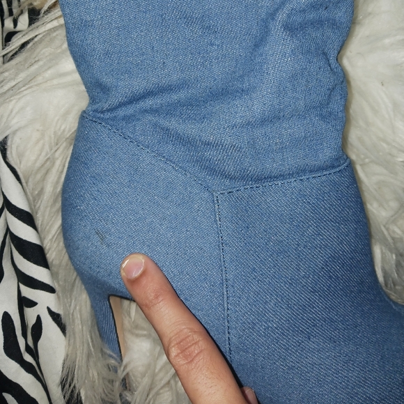 Forever 21 Women pointed toe Denim knee high stiletto boots - Picture 16 of 16